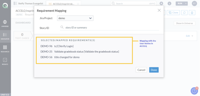 Integration with a project management tool