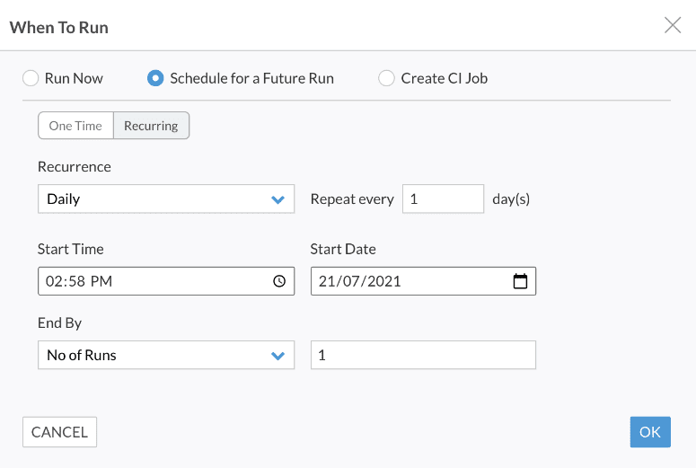 Schedule Runs and Reports